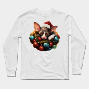 Lazy Cornish Rex Cat At Christmas Long Sleeve T-Shirt